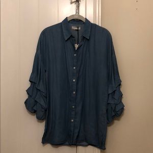 NWT! - Button Down with Ruffle Sleeves